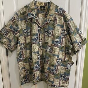 Royal Hawaiian Creations Tropical Turtle Cotton Button Down Shirt Men’s Size 4XL